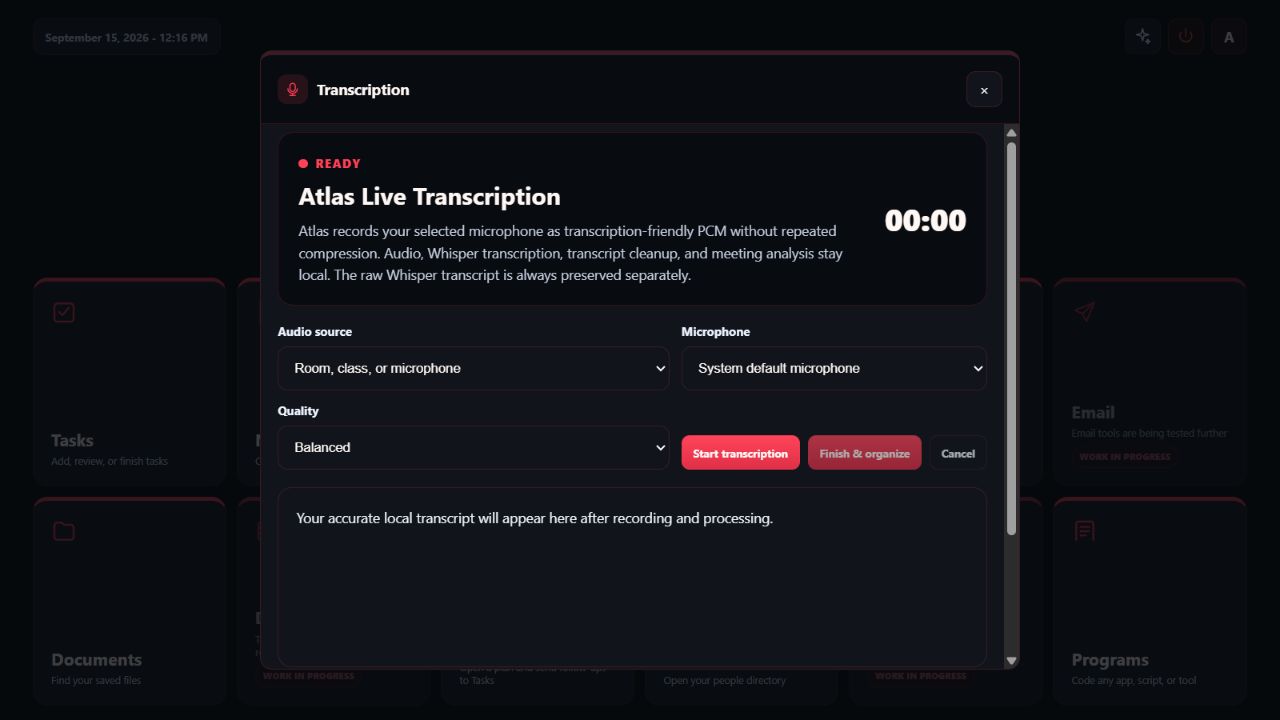 Transcription view in the Atlas software