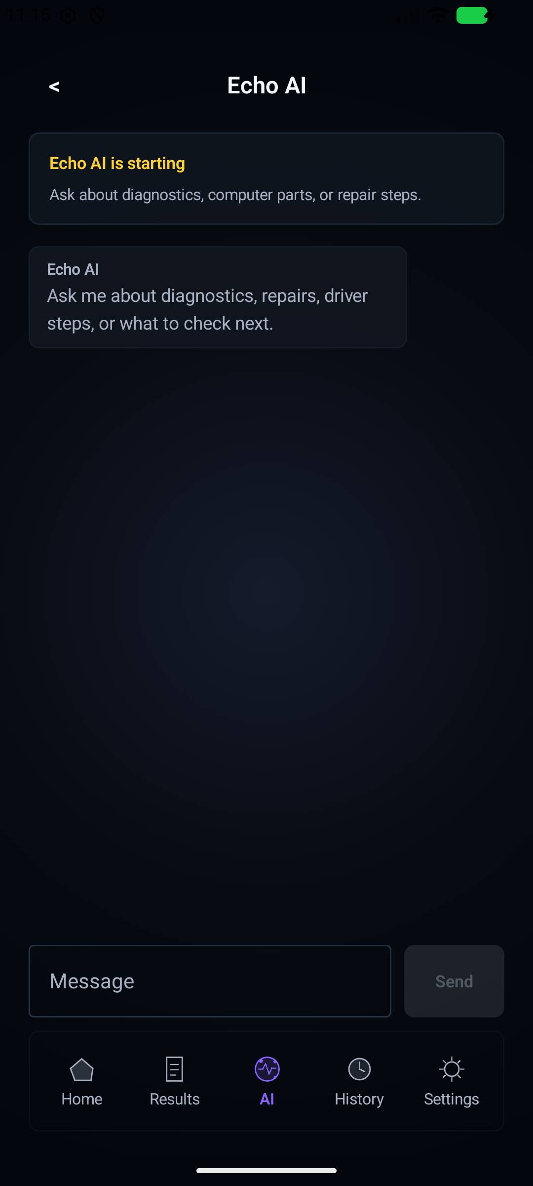 Echo AI screen in the real Echo Android app